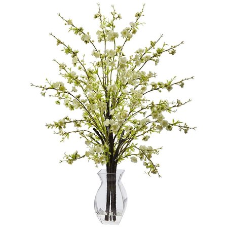 DARE2DECOR Cherry Blossom in Glass Vase; White DA803909